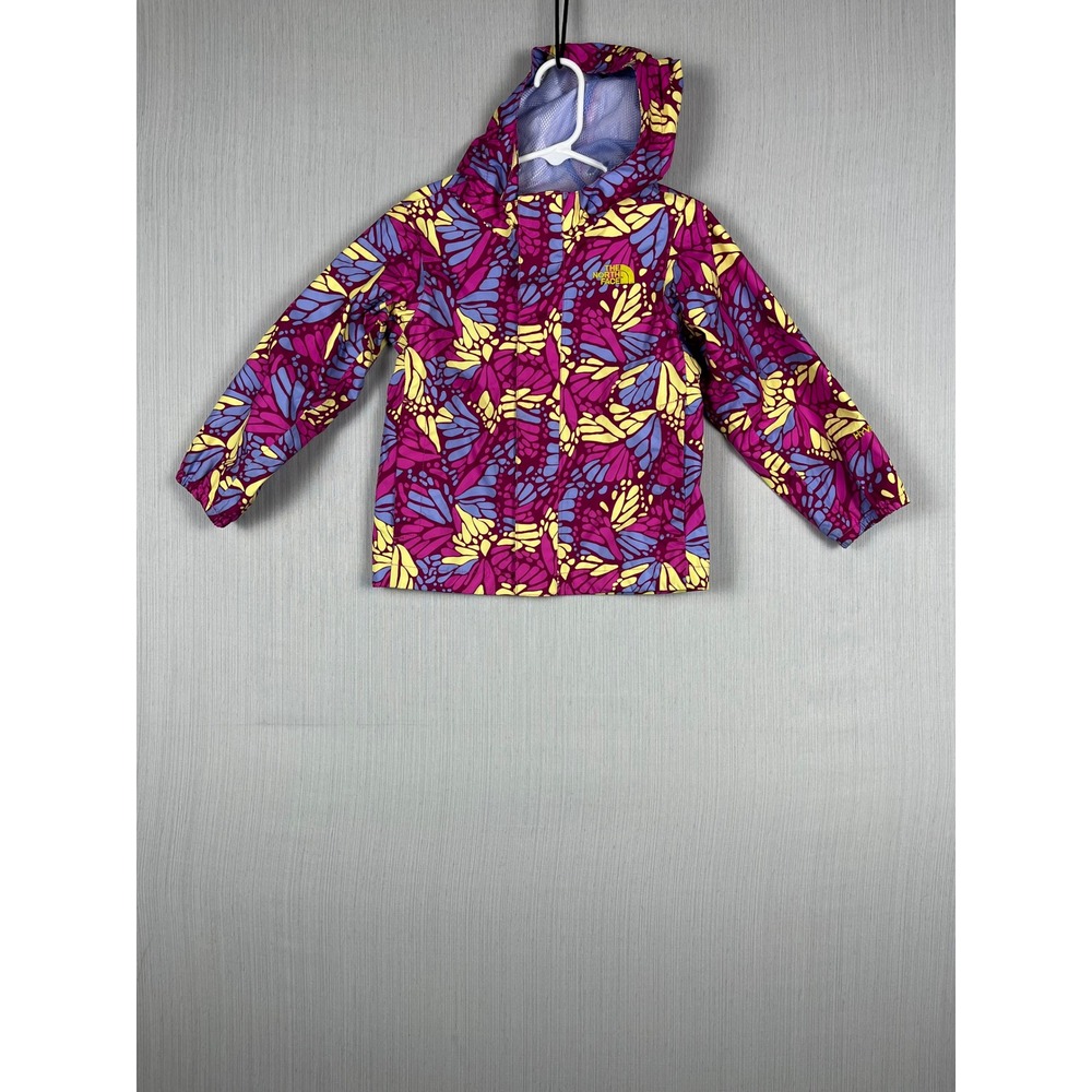 The North Face Rain Jacket Toddler 3T Pink Butterfly HyVent Hooded Windbreaker - Picture 2 of 9